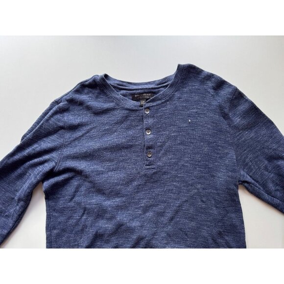 BANANA REPUBLIC Navy Pima Cotton Waffle Knit Long Sleeve Henley T-Shirt, Size L - Picture 4 of 9